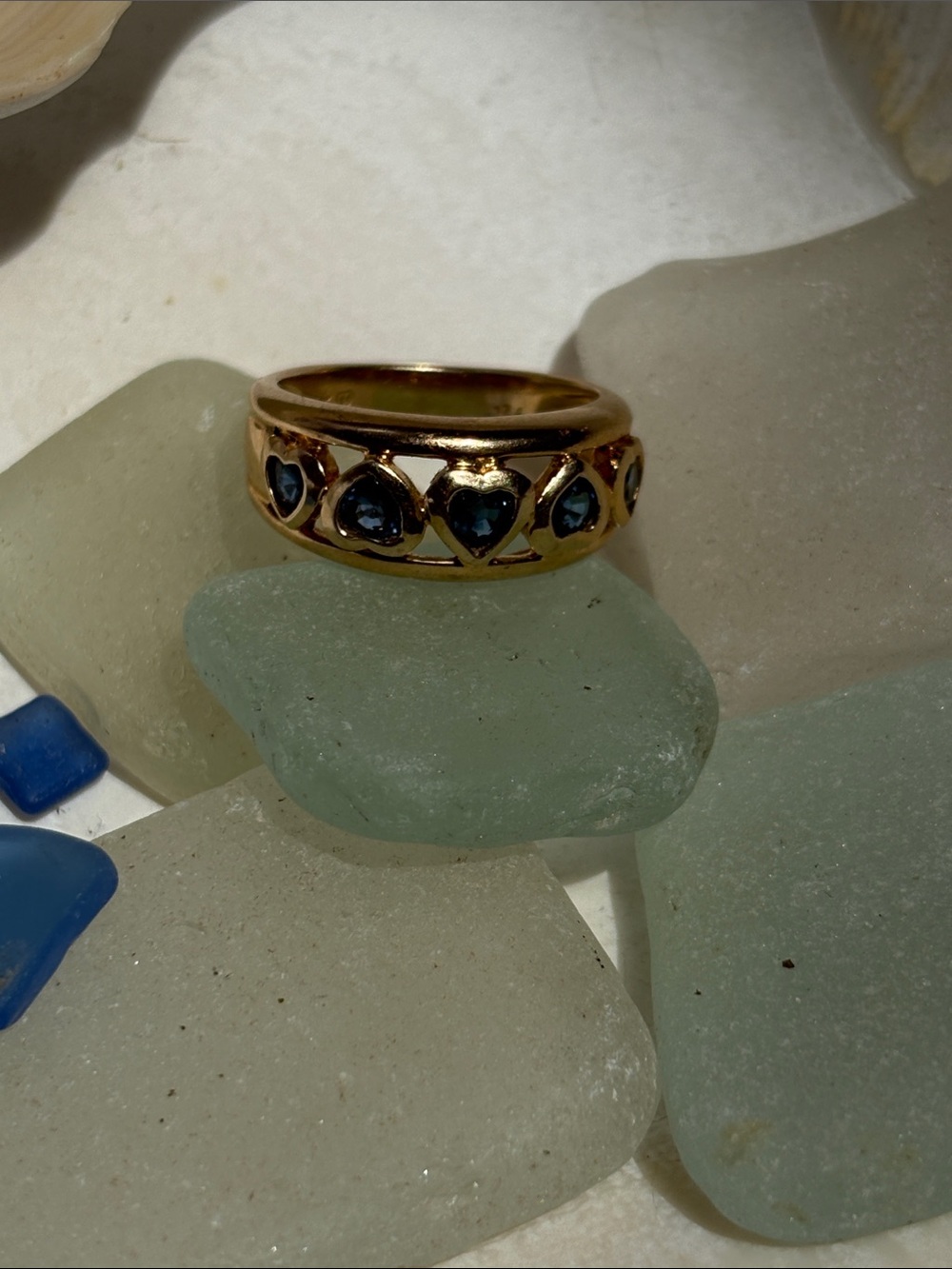 10K Gold Sapphire Heart Band Ring